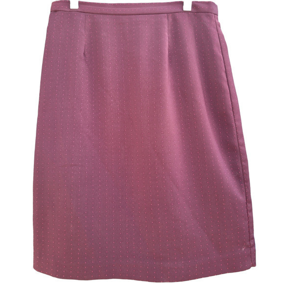 Vintage 80s Chadwick's Burgundy Dash Stripe Back Slit Midi A-Line Skirt‎ - Picture 1 of 10